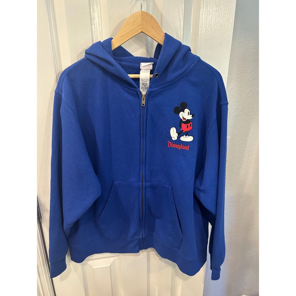 Disney Zip Up Hoodie Blue Mickey Mouse Disneyland Graphic Sweatshirt 1X